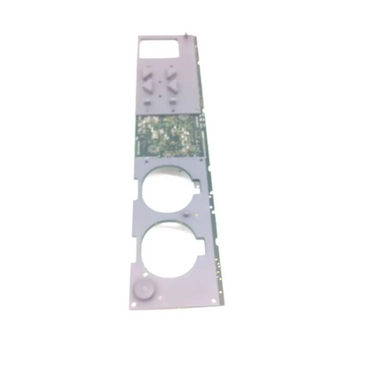Gray metal chassis with two circular cutouts and green circuit board for 205-1189-501 rev b board bbca1-7 127231nj