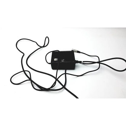 Black rectangular 24v 5a sla battery charger maximizer with coiled cable and metallic connector for gel agm battery use