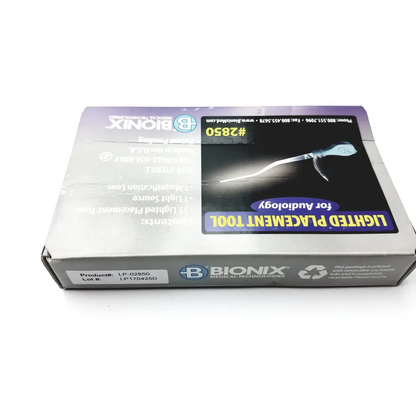 Bionix 2850 tool lighted placement for audiologists in a silver and purple box for precise lighted placement tasks