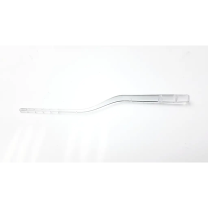 Clear plastic eyeglass temple with curved design and textured grip ends for 2850 tool lighted placement audioologists