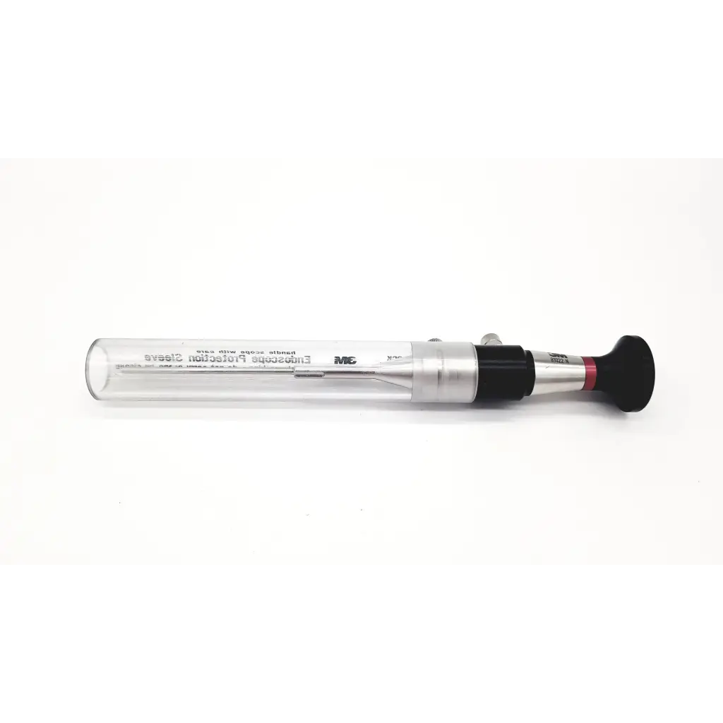 Clear glass 3M 81022 N carpal tunnel athroscope with silver metallic parts and black rubber grip with engraved text