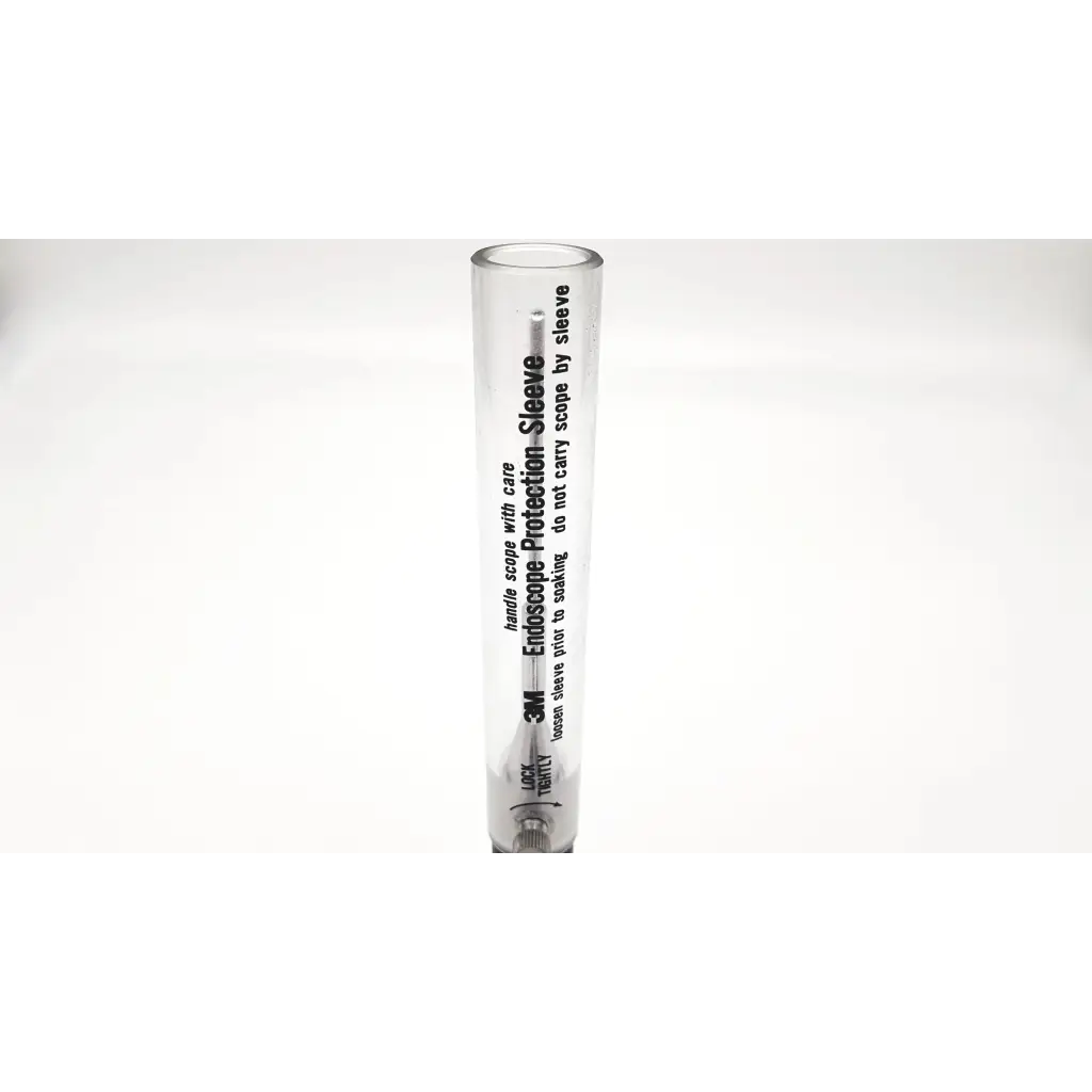 Clear plastic 3m endoscope protection sleeve with black printed text for carpal tunnel athroscope use