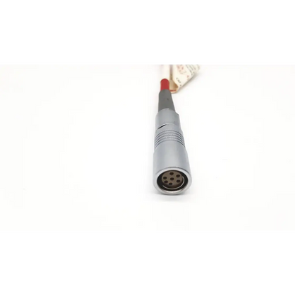 Silver-colored 3m arthroscopy pump cable adapter 83014 with red-tipped six-pin circular arthroscopy pump cable connector