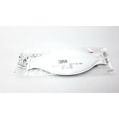 White 3m aura 9210 plus n95 protective face mask in clear plastic packaging for protective face use