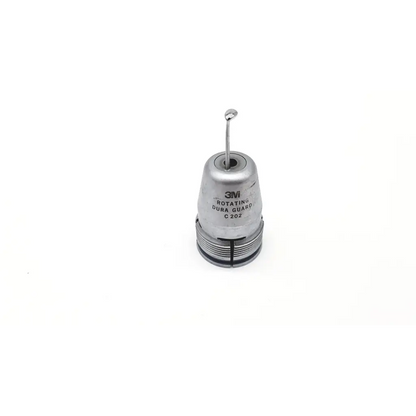 Silver metallic 3m c202 surgical dura guard with threaded base and thin rod designed for surgical dura protection