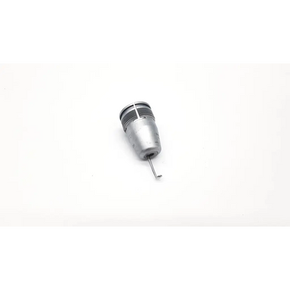 Silver metallic cylindrical 3m c202 surgical dura guard component with threaded top and thin protruding pin