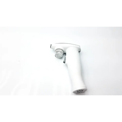 White handheld steam cleaner nozzle with sleek ergonomic design and metallic accents for 3m high-resolution scanning spray