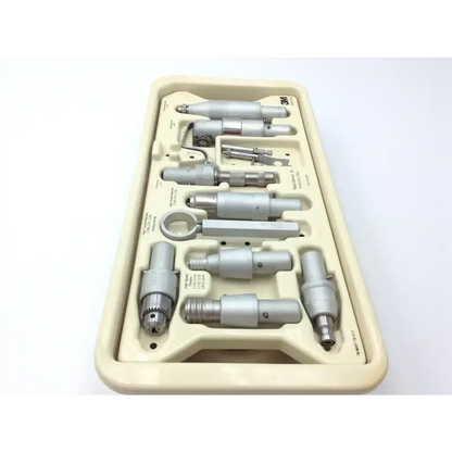 Set of silver precision measuring tools in beige case for 3m l300 large maxi driver and autoclave tray
