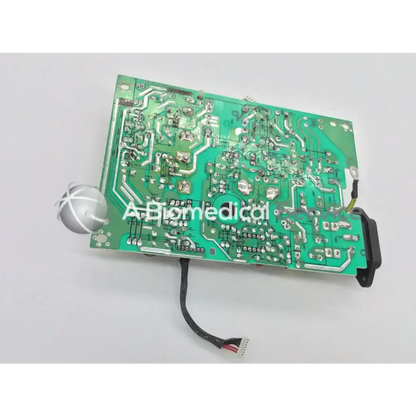 Green printed circuit board with silver soldered components and black cable for 453a5567001 nec power supply unit
