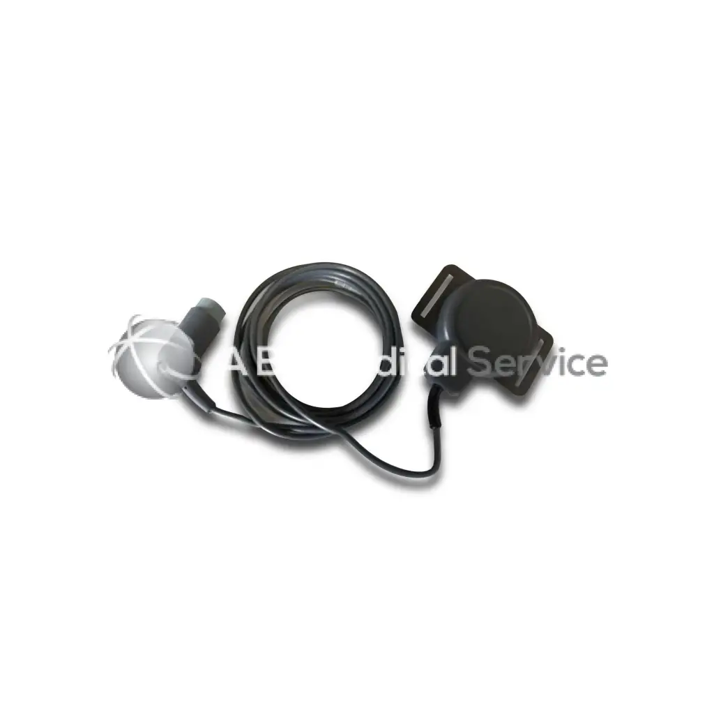 Black 5700 ultrasound transducer with coiled cable spherical sensor head and rectangular clip for biomedical service use