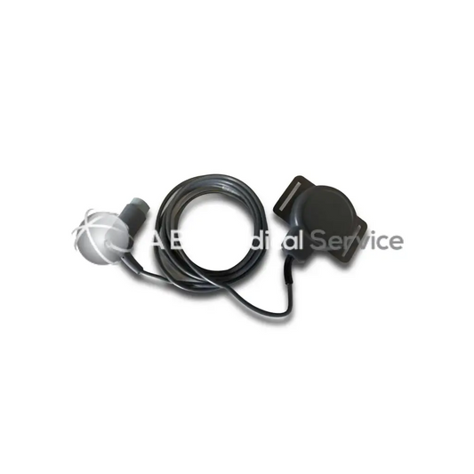 Black 5700 ultrasound transducer with coiled cable spherical sensor head and rectangular clip for biomedical service use