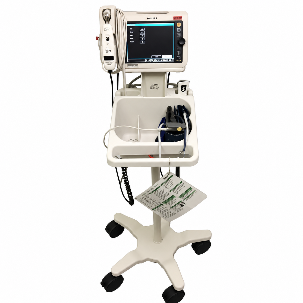 Load image into Gallery viewer, Philips SureSigns VS4 Vital Signs Monitor with SpO2, NIBP &amp; Cart - Biomed Certified