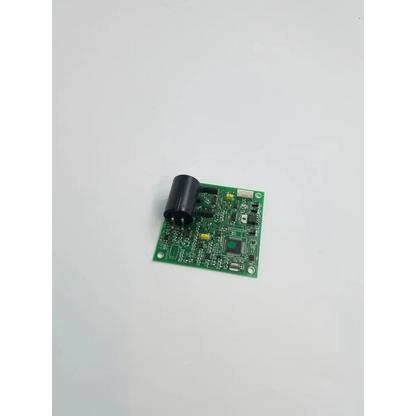 Green rev c control board bbca2-12 with black cylindrical component and various electronic parts on printed circuit board
