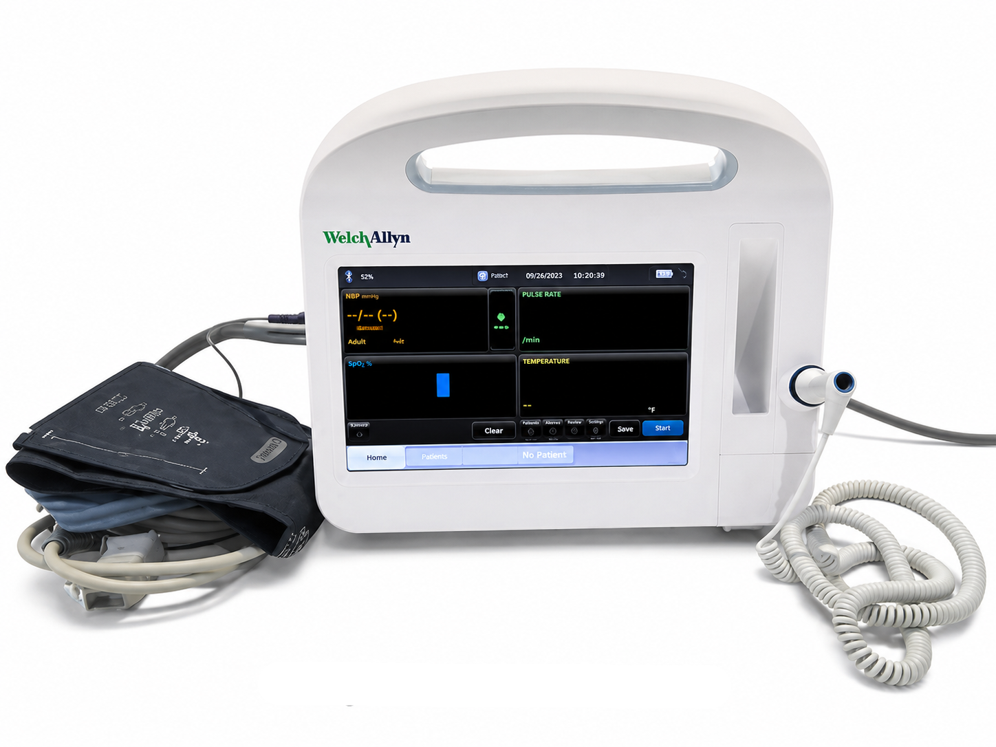 Load image into Gallery viewer, Welch Allyn 6000 Series Vital Signs Monitor with Masimo SpO2, Black Cuff &amp; Temperature Probe Without Stand - Biomed Certified