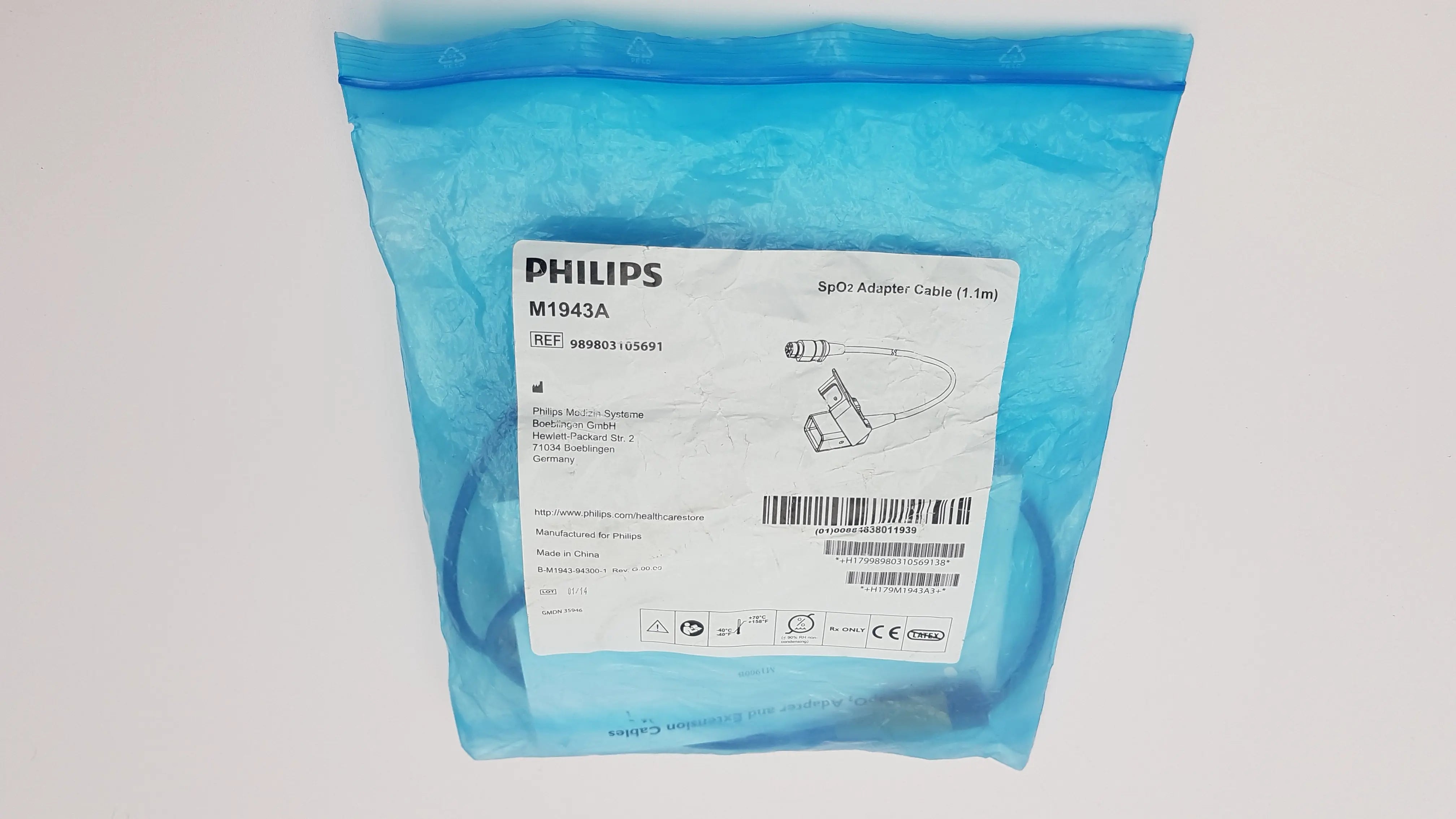 Load image into Gallery viewer, A Biomedical Service Philips REF 989803105691 M1943A Sp02, Adapter Cable (1.1m) 160.00