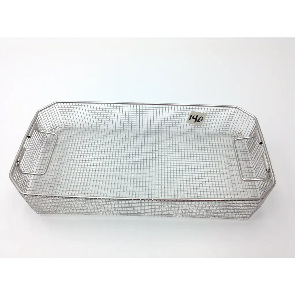 Load image into Gallery viewer, A Biomedical Service Stainless Steel Mesh Sterilization Tray/Basket, 22”x 10.5”x 4” w/ Flip Handles 120.00