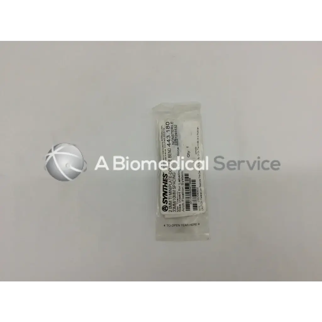 Load image into Gallery viewer, A Biomedical Service Synthes 2.0MM TI Miniplate-Double Bend Arch Fixation System 443-180 25.00