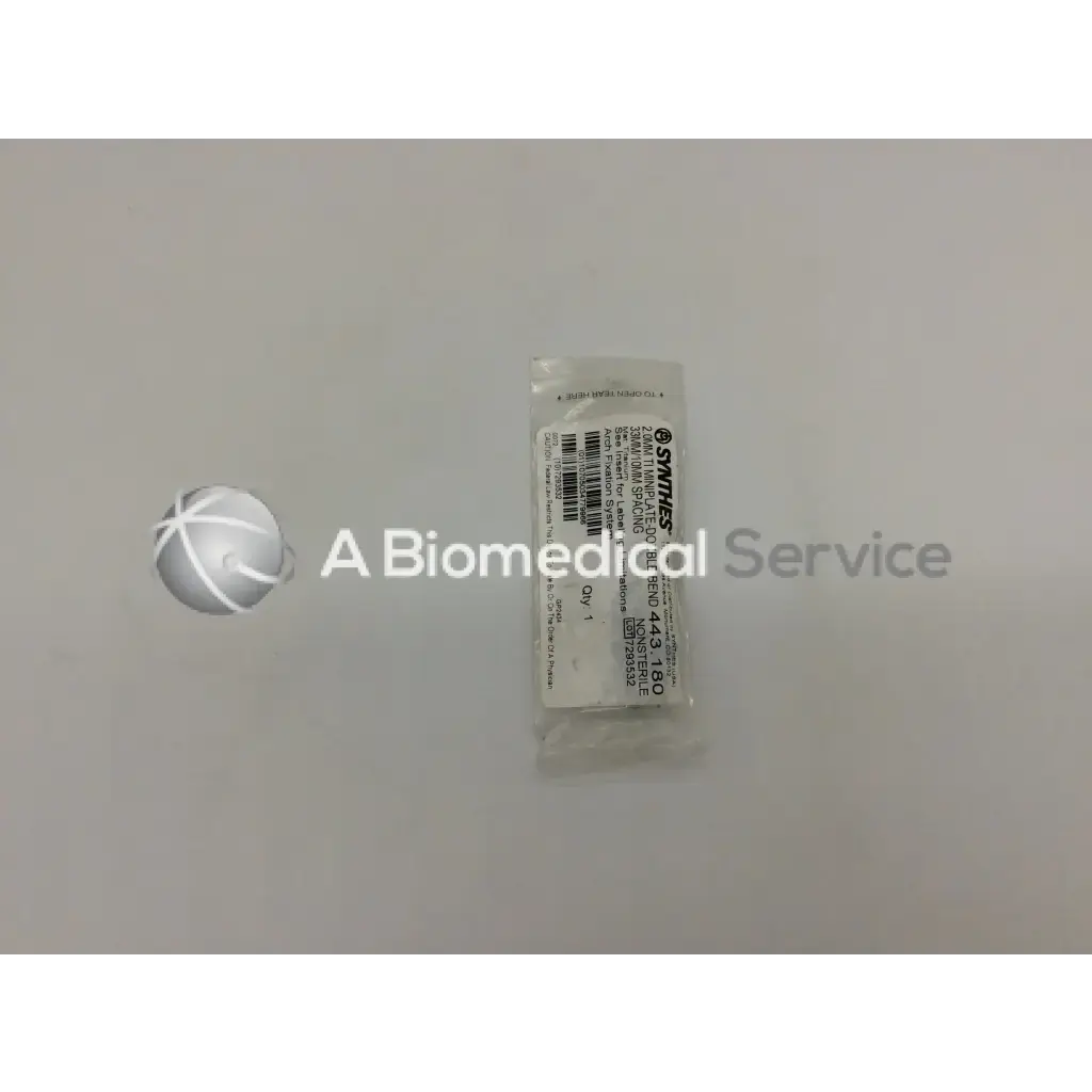 Load image into Gallery viewer, A Biomedical Service Synthes 2.0MM TI Miniplate-Double Bend Arch Fixation System 443-180 25.00