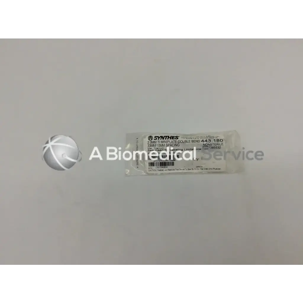 Load image into Gallery viewer, A Biomedical Service Synthes 2.0MM TI Miniplate-Double Bend Arch Fixation System 443-180 25.00