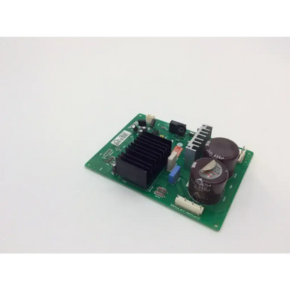 Green fridge control board ebr64173903 with black heat sink brown capacitors and electronic components ean40183801