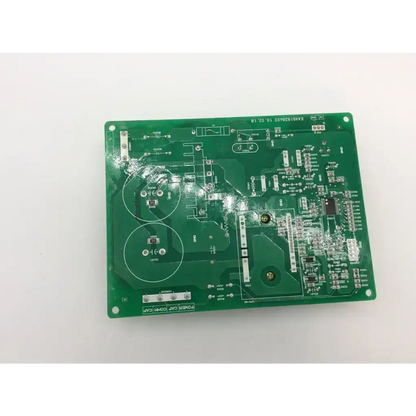 Green fridge control board ebr64173903 with silver soldered components and white trace lines for a1 lg fridge model