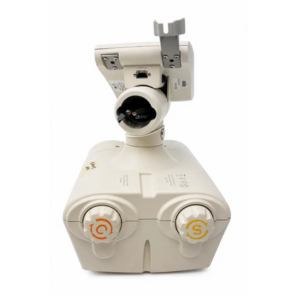 Off-white industrial security camera with swivel mount and orange control knobs for biomed certified acist empowercta contrast injector system