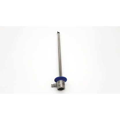 Silver acmi emrs-28 resectoscope sheath 28fr with blue circular handle and slender metallic shaft