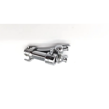 Chrome-finished acmi g153 double channel cysto fire hose nozzle with dual spray outlets and threaded connection
