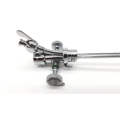 Shiny chrome acmi g155 albarran surgical retractor with adjustable knobs and long slender handle for precision use
