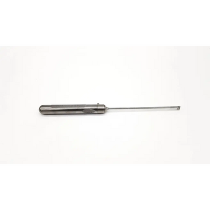 Silver-toned metal acufex 010901 cigar handle rotary basket punch forceps with cylindrical handle and slender probe