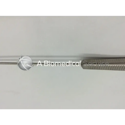 Stainless steel Acufex 013550 ACL chamfering rasp with textured serrated tip and spherical handle with embossed logo