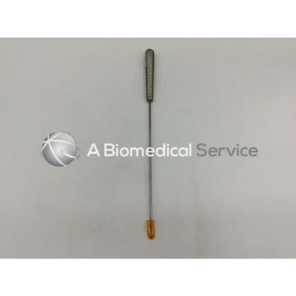 Silver surgical endobutton depth probe with textured handle and gold-colored tip for precise depth measurement