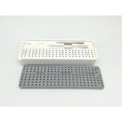 White plastic surgical instrument case with gray perforated metal plate for acumed pl-wf01 acumed modular hand set