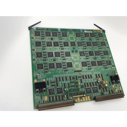 Green circuit board with black integrated circuits and gold connectors for acuson siemens rev xh ultrasound sequoia c256 board
