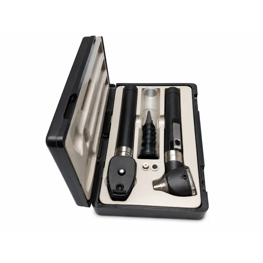 Adc 5110n diagnostic instrument set with black and silver otoscope in sleek hard-shell carrying case biomed certified