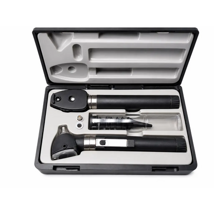 Black and silver adc 5110n diagnostic instrument set with otoscope and ophthalmoscope in molded case biomed certified