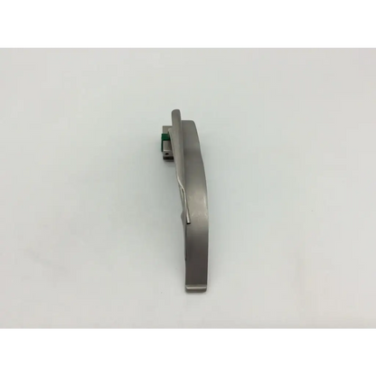 Stainless steel adc laryngoscope blade mac 3 with sleek curved design and green hinge component for medical use