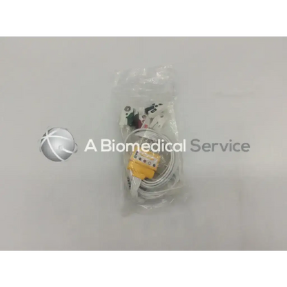 A packaged advantage medical cable disp 5 lead pinch telemetry leadset with white cables yellow connectors and colored adhesive pads