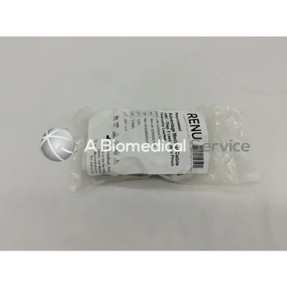A sterile transparent plastic wrapped advantage medical cable disp 5 lead din to pinch telemetry leadset with label