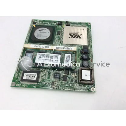 Green circuit board with black and silver components including seva graphics chip and xil processor on advantech som-4472f etx som4472f5001-t