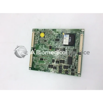 Green rectangular advantech som-4472f etx circuit board with black silver components yellow circular part and white labeling
