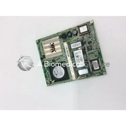 Green circuit board with silver heat sink and black components of advantech som-4472f etx som4472f5001-t memory chip