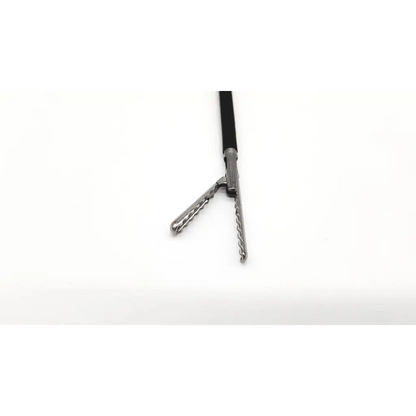 Aesculap 8360-00 atraumatic grasper da46-18 with black handles and metallic twisted tips for delicate tissue handling