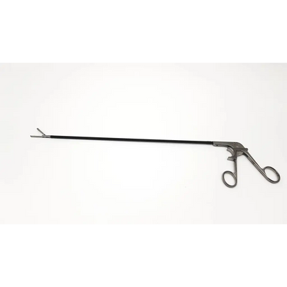Silver surgical atraumatic grasper da46-18 with long black shaft and curved handles by aesculap 8360-00