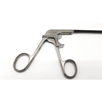Aesculap 8360-00 atraumatic grasper with silver stainless steel body and black ergonomic handle for precise tissue handling
