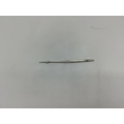 Silver metal tweezers with slender tapered ends used as an aesculap bb77 surgical scalpel handle accessory