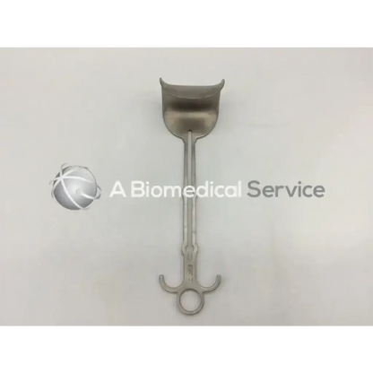 Stainless steel surgical mouth gag with curved u-shaped head and looped handle for aesculap bv609r retractor