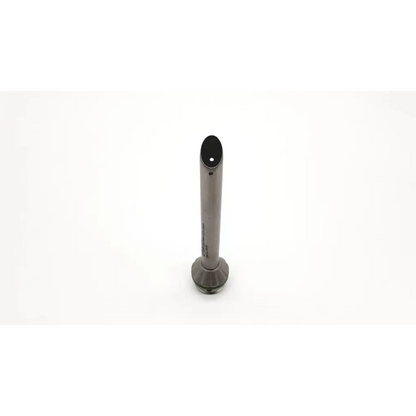 Silver metallic aesculap ej 752r stainless mini laparotomy cannula with black tip and engraved text along the side