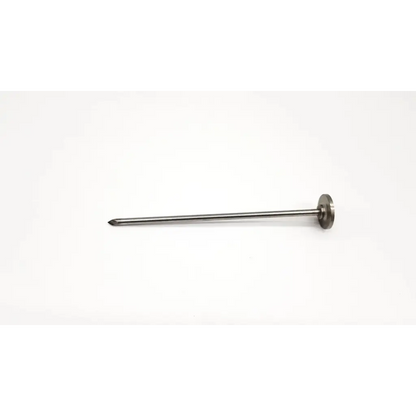 A sleek metallic aesculap ej715r pyramidal tip obturator nail with pointed tip and flat circular head
