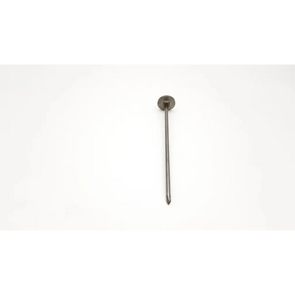 A metallic aesculap ej715r pyramidal tip obturator with a flat circular head and pointed slender shaft